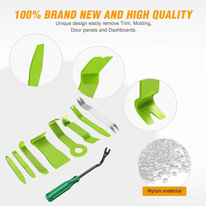 GOOACC 9PCS Auto Trim Removal Tool Kit No-Scratch Tool Kit for Car Audio Dash Window Molding Fastener Remover Tool Kit-Green