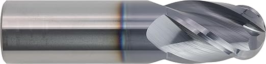 CME 1 pcs Micrograin Carbide End Mills, Ball Nose, TiAlN Coated, 1" Mill Diameter, 1 1/2" Length of Cut, 4" Overall Length, 4 Flute, Center Cutting