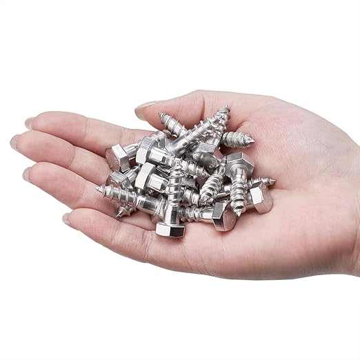 25 Pcs M8x1.18 Inch Lag Screw Kit with Washers 304 Stainless Steel 18-8 Lag Screws for Furniture Maintenance Loose Chair Legs Reinforcement
