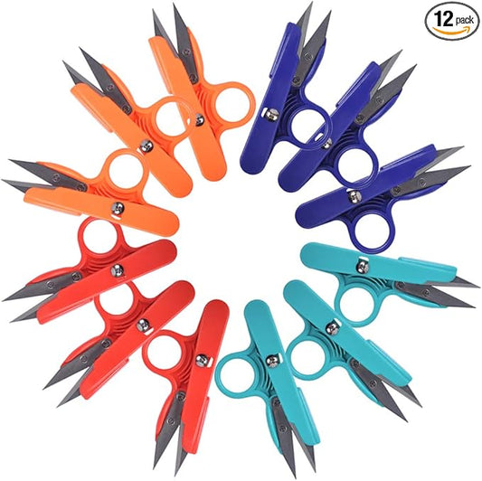UCEC 4.7 Inch Thread Snips, Crochet Sewing Scissors Yarn Scissor Small Fabric & Mini Scissor Thread Scissors Clipper Nippers for Sewing Knitting, 12 Pack