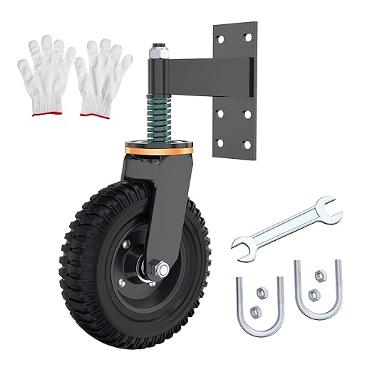 Gate Wheel, 8??Heavy Duty Fence Gate Wheel, Made of Fine Iron Solid Rubber, Maximum Weight Capacity 750 Lbs, Corrosion and Rust Resistant, for Wood Gates and Metal Pipe Gates. (Yellow Upgrade)