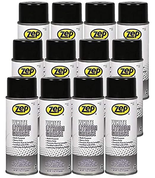 Zep White Lithium Grease 11 oz 331701 (Case of 12) Multipurpose, Aerosol Lubricant for All Metal to Metal Applications