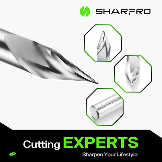 SHARPRO Chamfer Router Bits V Groove O Flute Spiral Router Bit 30 Degree 1/4 Inch Shank CNC Carbide V-bit for Engraving and Chamfering Lettering, Ideal for Wood, Acrylic and PVC (3PCS)