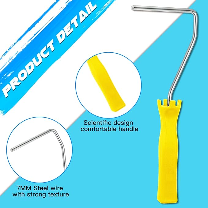 Baderke 10 Pcs 4 Inch Mini Paint Roller Handle 12 Inch Frame Small Paint Roller Brush Painting Supplies for Wall House Homes(Yellow)