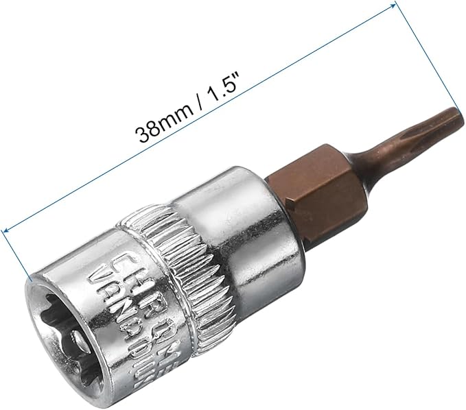 uxcell 3pcs 1/4" Drive x T8 Torx Bit Socket, S2 Steel Bits CR-V Sockets 38mm Length Use with Ratchet Wrench, Slide Bar, Extension Rod