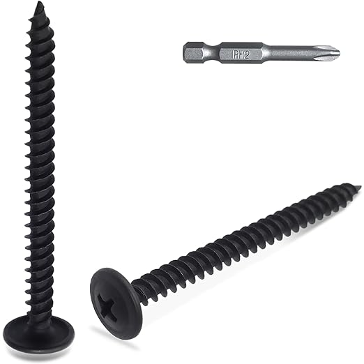 70pcs #8 횞 2??Modified Truss Head Wood Screws, Phillips Drive, Black Wood Screws, Screws with Screwdriver Bit