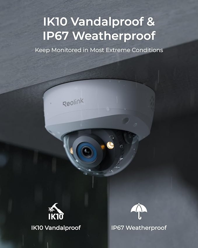 REOLINK RLC-1240A First 12MP Vandalproof PoE Security Camera,145째 Wide Viewing Angle, Featuring Color Night Vision, Two-Way Talk, Smart Person/Vehicle/Animal Detection, Weatherproof