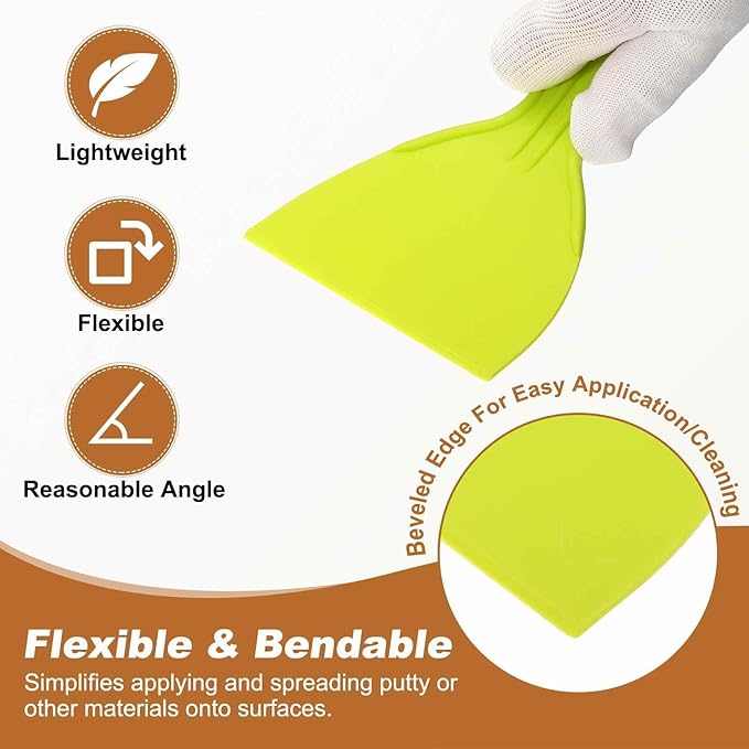 HARFINGTON 10pcs Putty Knife Scraper 4" Width Flexible Plastic Putty Knife Paint Scraper Tool for Taping Drywall Spreading Painting Wall Scratching Yellow