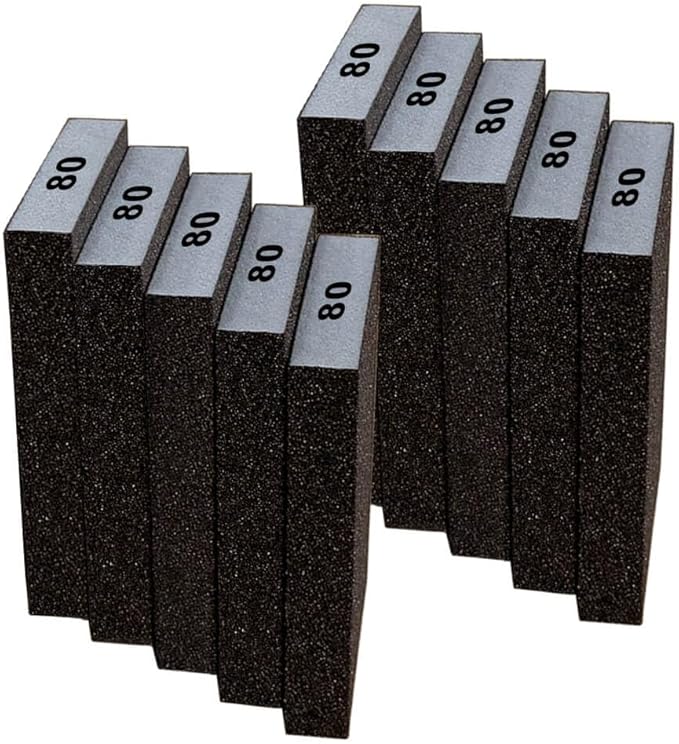 Fine Sanding Block Sandpaper Sponge - 10Pcs 80 Grit Sand Paper Blocks for Wood, Metal, and Drywall