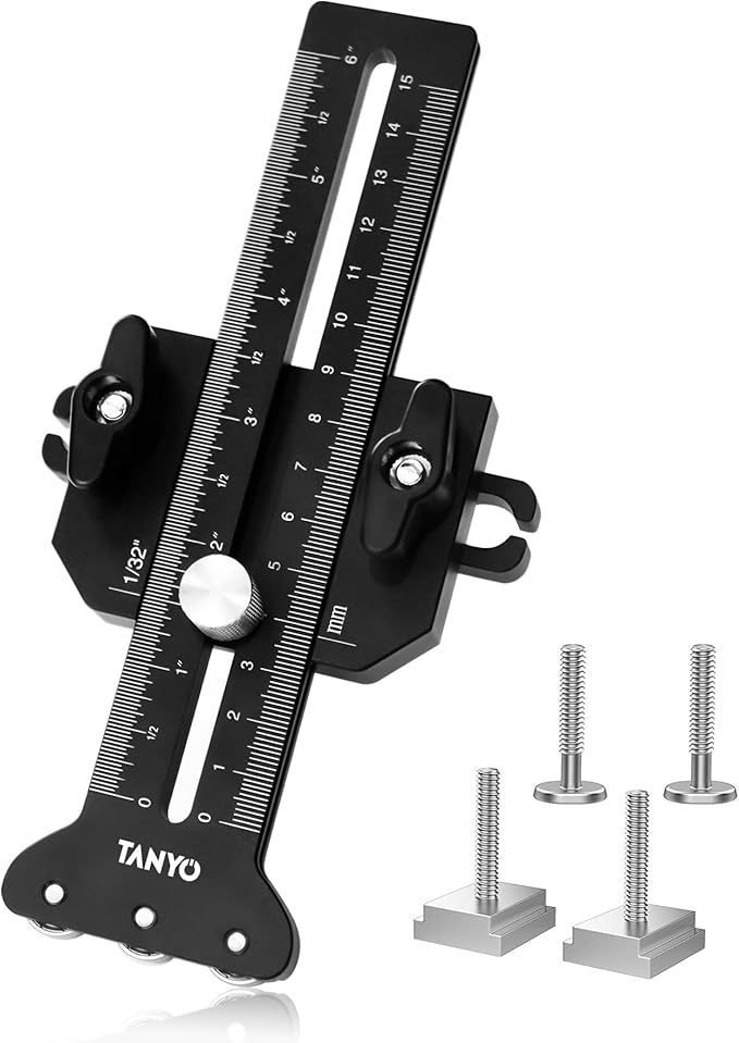TANYO Thin Rip Jig Table Saw Jig Guide for Making Repetitive Narrow Strip, 3 Pulleys Thin Strip Cut for 3/8“ x 3/4” U Slot and 1/4“ x 3/8” T Slot, Woodworking Tool for Table Saw Band Saw Router Table
