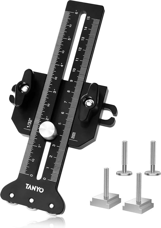 TANYO Thin Rip Jig Table Saw Jig Guide for Making Repetitive Narrow Strip, 3 Pulleys Thin Strip Cut for 3/8“ x 3/4” U Slot and 1/4“ x 3/8” T Slot, Woodworking Tool for Table Saw Band Saw Router Table