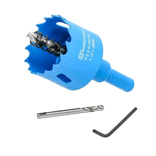 1-1/2 Inch Hole Saw with Arbor for Metal and Wood Cutting, Bi-Metal Hole Cutter, 1-1/2" Hole Saw Kit for Drywall, Wood, PVC Boards, Fiberglass and Vent Pipes