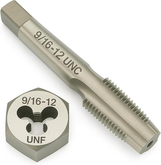 Yamesh 9/16"-12 Thread Tap and Die Set HSS Tap with GCr15 Alloy Steel Hex Die Right Hand Thread Repair Tool for Metalworking and Machinery