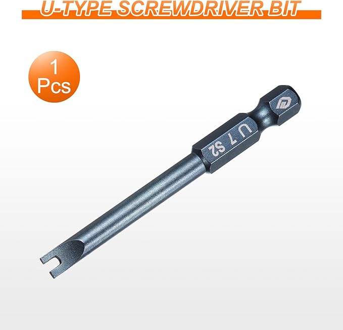 HARFINGTON U-Type Screwdriver Bit 1/4" Hex Shank U7 Magnetic Head 2.6" Length S2 Steel U-Shaped Screw Driver Bit for Repair Work Electric Screwdriver, Blue