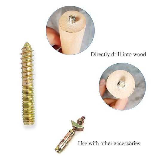 12 Pack 5/16-18x2 Inch Hanger Bolts 5/16-18'' Double Headed 5/16 Wood Dowel Screw Self-Tapping for Furniture Screws Threaded Rods Bolt 50mm Length, (YLK2022060703)