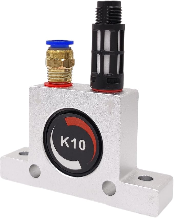 K10 K 1/4'' Industrial Pneumatic Turbine Ball Vibrator, Thread Pneumatic Vibrator Power Concrete Vibrator Ball Type Aluminum Alloy Air Turbine Oscillator with Silencer