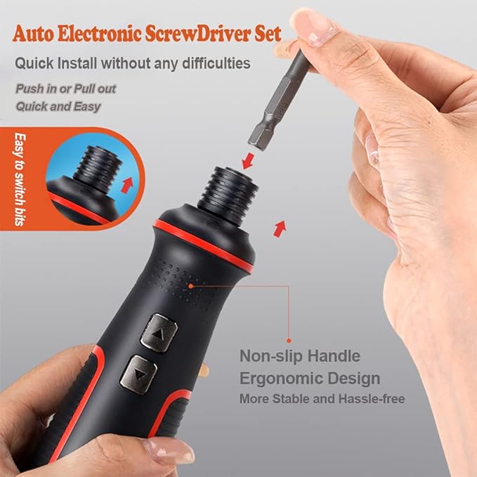 Electronic Precision Screwdriver Set LED Lights 41pcs in 1 Case S2 Alloy Steel HRC 56 Hardness Bits Space-saving Built-in 2000mAh Li-on Battery Easy Install or Remove (9907)