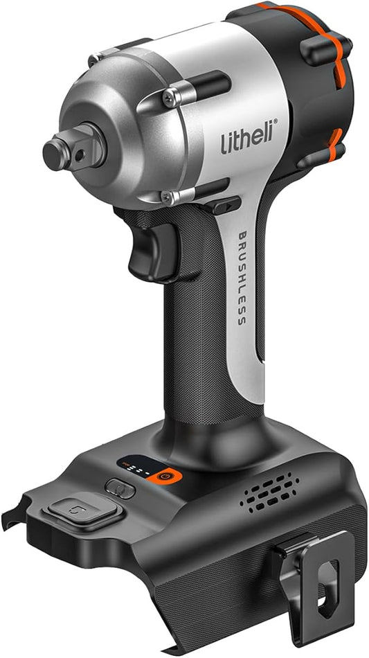 LiTHELi Cordless Impact Wrench 1/2 inch, 330 Ft-lbs(450N.m) Brushless Impact Gun 2500 RPM, 20V Power Impact Wrenches for Home & Truck Car, Tool Only