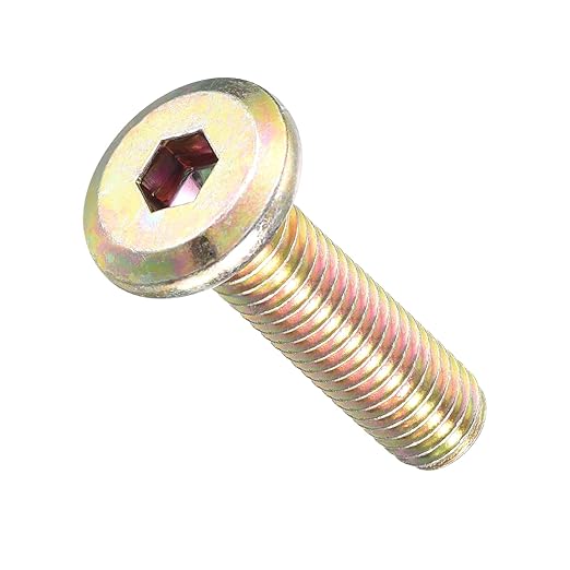METALLIXITY Flat Head Hex Socket Cap Screws Bolts(M8-1.25x30) 20Pcs, Steel Hex Socket Furniture Bolts Screws - for Furniture Woodworking Project, Yellow