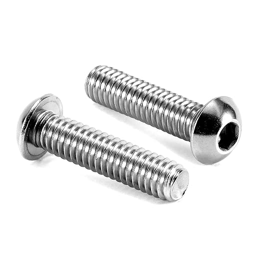 3/8-16 x 1-1/4" Button Head Socket Cap Bolts Screws, 10Pcs 304 Stainless Steel 18-8, Allen Hex Drive, Bright Finish by SG TZH(with Hex Spanner)