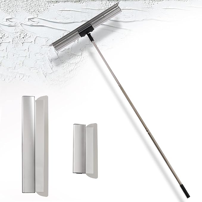 Drywall Skimming Blade Set Drywall Tools With 12", 22" & 32" Smoothing Stainless Steel Blades + 35" - 80" Telescoping Handle