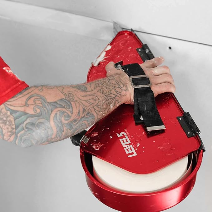 LEVEL5 Semi-Automatic Tool Set | Pro-Grade | Banjo Taping Tool, Compound Tube, 10/12" Flat Boxes, Corner Roller, 3.5" Flusher and Handles | Sheetrock Gyprock Wallboard | 4-650