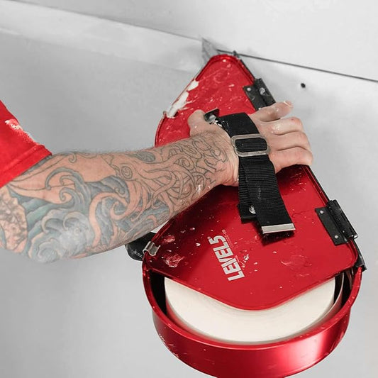 LEVEL5 Semi-Automatic Tool Set | Pro-Grade | Banjo Taping Tool, Compound Tube, 10/12" Flat Boxes, Corner Roller, 3.5" Flusher and Handles | Sheetrock Gyprock Wallboard | 4-650