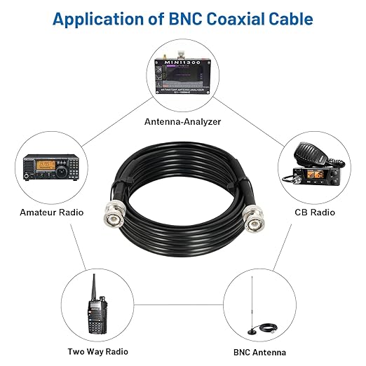 200ft 50 Ohm RG58 Coaxial Cable with BNC Connectors