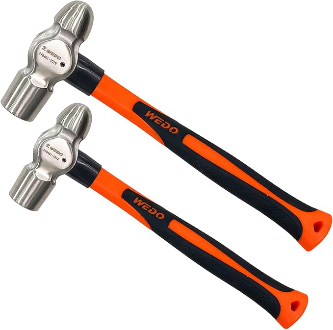 WEDO 2PCS Ball Pein Hammer Set,2lb+2.5lb(910g+1130g),Stainless Steel Ball Peen Hammer Set With Fiberglass Handle,Die-forged,Shock-resistant,Corrosion Resistant