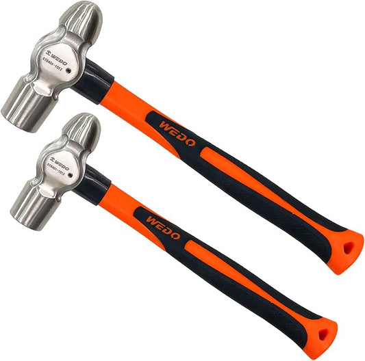 WEDO 2PCS Ball Pein Hammer Set,2lb+2.5lb(910g+1130g),Stainless Steel Ball Peen Hammer Set With Fiberglass Handle,Die-forged,Shock-resistant,Corrosion Resistant