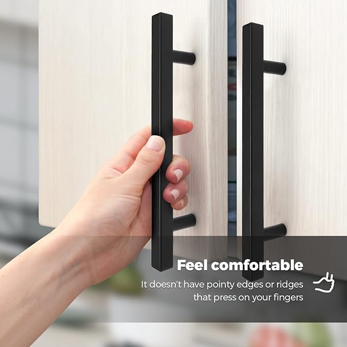 Ravinte Black Cabinet Handles 25 Pack 5 inch Matte Black Square Cabinet Pulls Kitchen Hardware Modern Pulls 7-3/8 inch Overall Length Kitchen Drawer Handles