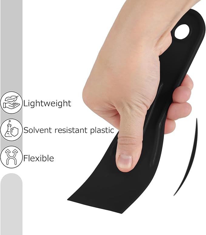 Bates 6 Pack Plastic Putty Knife Set - Black & Yellow, Paint Scraper, Spackle Tool, Spreader
