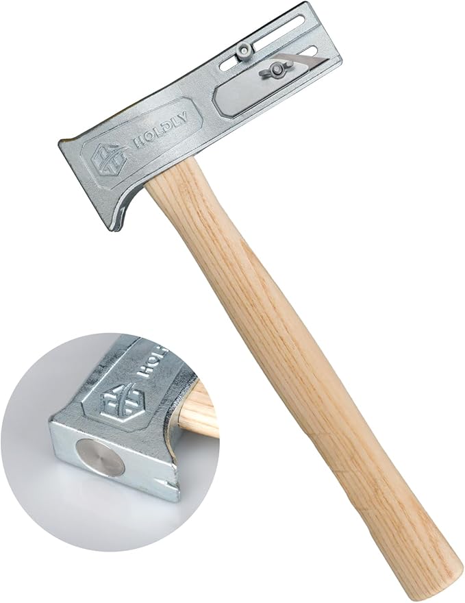 All-in-One Magnetic Roofing Hammer with Slide Gauge, Built-in Utility Knife & Nail Puller - Multi-Functional Roofing Tool for Shingle Repair