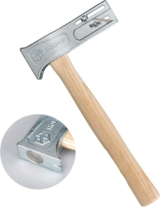 All-in-One Magnetic Roofing Hammer with Slide Gauge, Built-in Utility Knife & Nail Puller - Multi-Functional Roofing Tool for Shingle Repair
