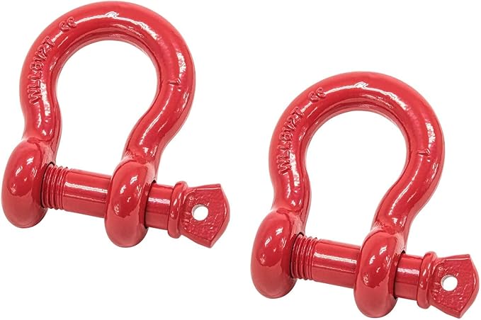 Mytee Products 1" Anchor Shackle Forged Carbon Steel w/ Alloy Screw Pin Load Limit #8.50 Tons (17,000 lbs)Double Rust Protection Heavy Duty D Ring Shackle for Towing, Rigging & Vehicle Recovery 2 Pack