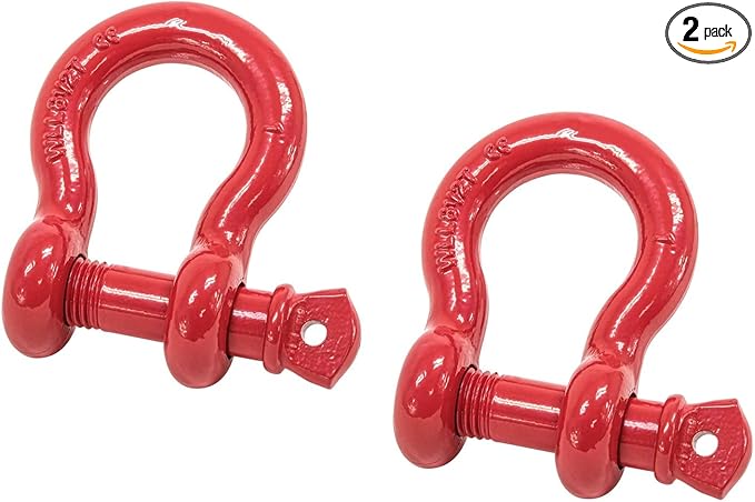 Mytee Products 1" Anchor Shackle Forged Carbon Steel w/ Alloy Screw Pin Load Limit #8.50 Tons (17,000 lbs)Double Rust Protection Heavy Duty D Ring Shackle for Towing, Rigging & Vehicle Recovery 2 Pack