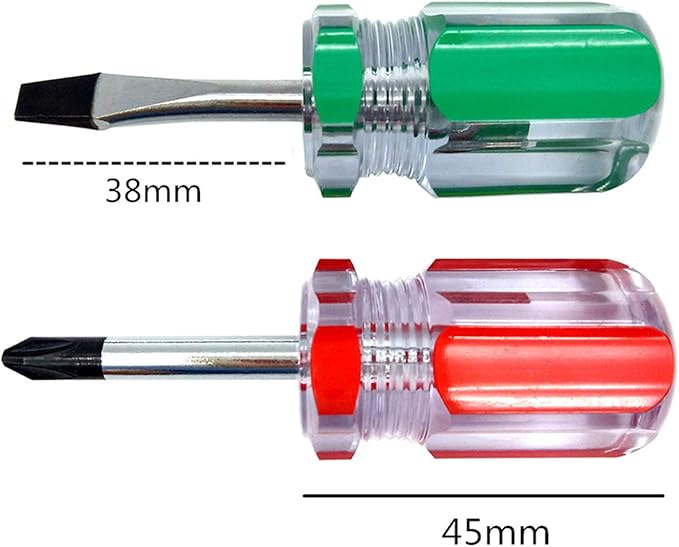 Buspoll Stubby Screwdriver ??Compact Short Screwdriver for Tight Spaces, Durable Chrome-Plated Steel Construction, Easy to Use, Versatile Tool.