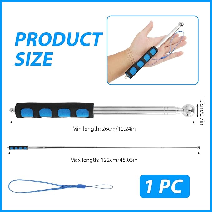 Telescoping Hollowing Detection Hammer, 120cm竊?7"竊덿etractable Drum Test Tool for Wall & Floor Inspection, Stainless Steel Head with Comfort Grip & Lanyard