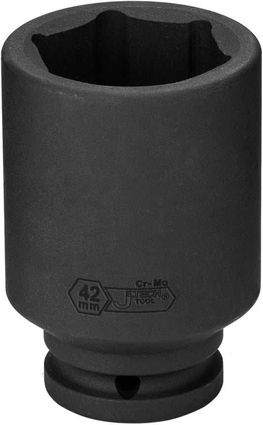 Jetech 3/4-Inch Drive 42mm Deep Impact Socket with 6-Point Design, Heat-Treated Chrome Molybdenum Alloy Steel, Metric