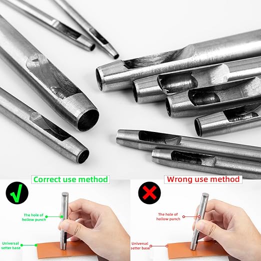 WUTA 7Pcs Hollow Punch Leather Hole Cutter 0.5mm-5mm Round Punch Tool Set,Leathercraft Working Kit for Watch Band, Fabric, Plastics, Gasket Belt