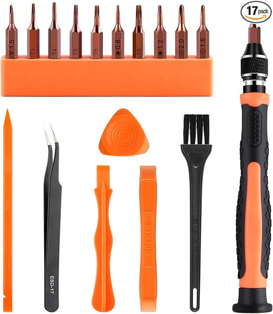 ASTARON 17 in 1 Screwdriver Set for MacBook, Repair Tool Kit with T3 T4 T5 T6 T8 P2 P5 PH000 Ph00 Y00 Magnetic Torx Bit & Opening Tool for Laptop, Macbook Air and Pro, Xbox, PS4