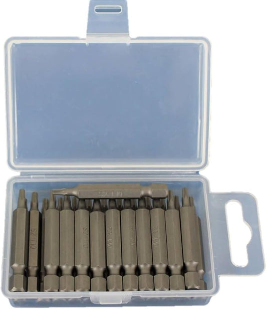 TEMO 25 pc T10 Torx 6 Point Impact Ready 2 Inch Length Screwdriver Insert Bits Hex Shank with Quick Release Slot