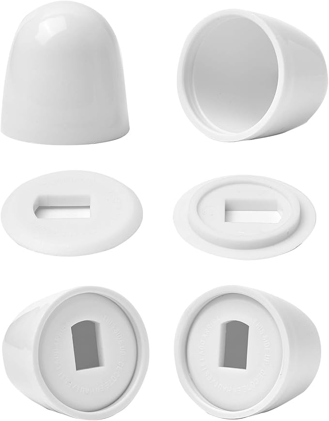 8Packs Universal Toilet Bolt Caps, Round Plastic Push-On Toilet Bowl Bolt Caps Covers, with Extra Washers for Easy installation, 1.44 Inch Height, White Color