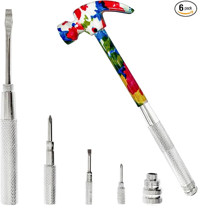 6 in 1 Flower Hammer & Screwdriver Tool, All In One Screwdriver Hammer Tools Set, Best Gift for Birthday Valentine's Mother's day Christmas Thanksgiving Halloween