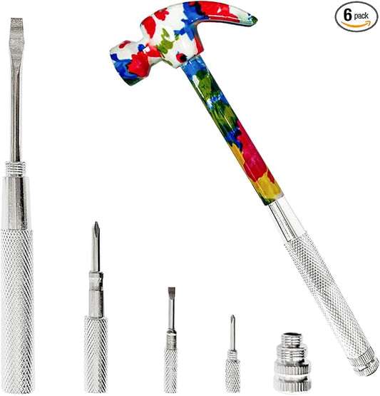 6 in 1 Flower Hammer & Screwdriver Tool, All In One Screwdriver Hammer Tools Set, Best Gift for Birthday Valentine's Mother's day Christmas Thanksgiving Halloween