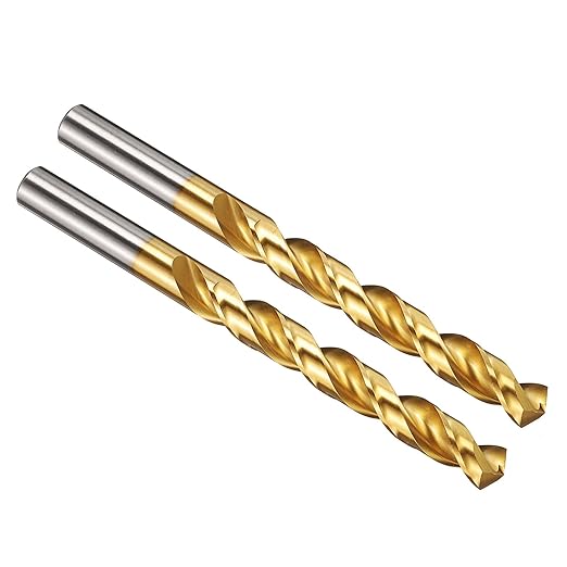 PATIKIL 12.5mm Drill Bit, M42 8% Cobalt High-Speed Steel Jobber Straight Shank 135° Titanium Nitride (TiN) Coated for Hard Metal Stainless Steel - 2 Pack