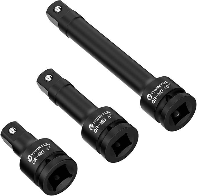 1 Inch Drive Impact Extension Bar, 3-Pieces Impact Socket Extension Bar Set, 4" 6" 10" Length, Impact Socket Bar with CR-MO Steel, Storage Case for Heavy Duty Truck, Tractor Maintenance