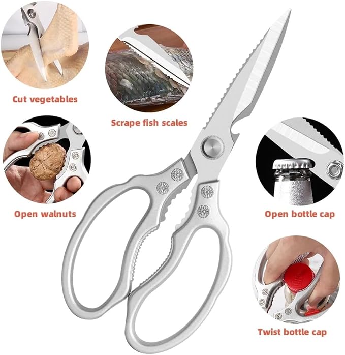 Multipurpose Kitchen Shears - Heavy Duty, Light-Weight, Large Scissors for Cutting Food (Poultry, Prawn, Cooking, Herb)