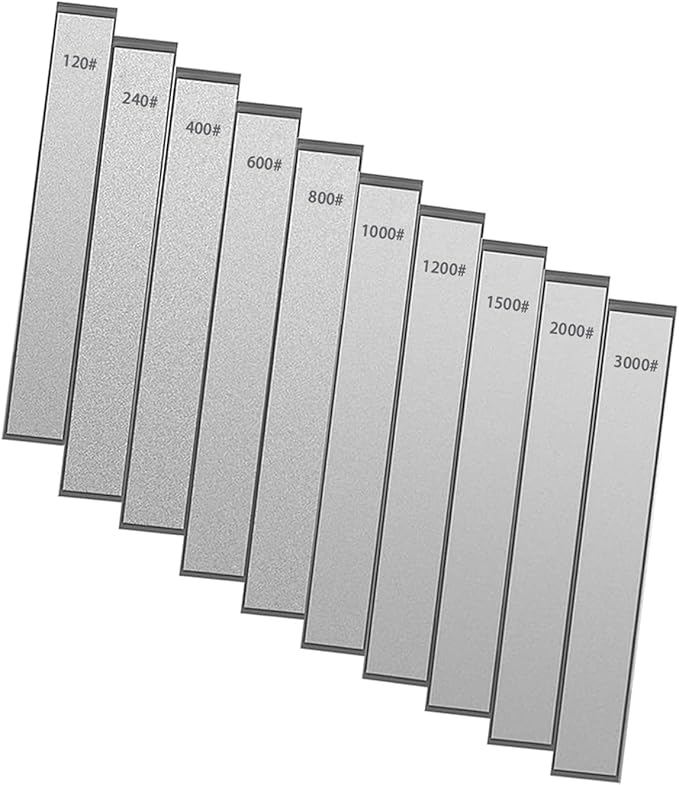10 diamond sharpening stones suitable for fixed angle sharpening tools, professional sharpening stone set with base: 120/240/400/600/800/1000/1200/1500//2000/3000 grit