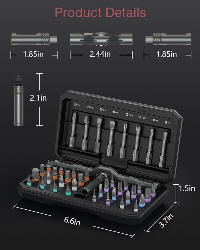LOFICOPER 42 in 1 Magnetic Screwdriver Set, Ratchet Screwdriver Set with Detachable T Handle, Professional Repair Tool Kit for Christmas, Electronics, Furniture, Household DIY Projects